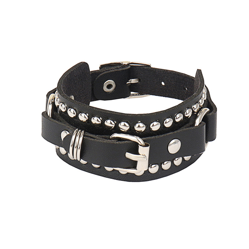 Goth Black Leather Wristband B - Women'S Emo Accessories 评论和价格