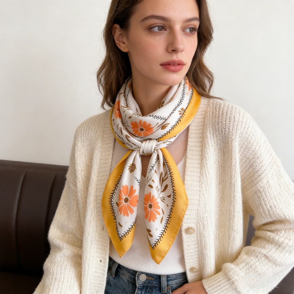 1Pc new printed fashion silk s - Silk Scarf Square 评论和价格