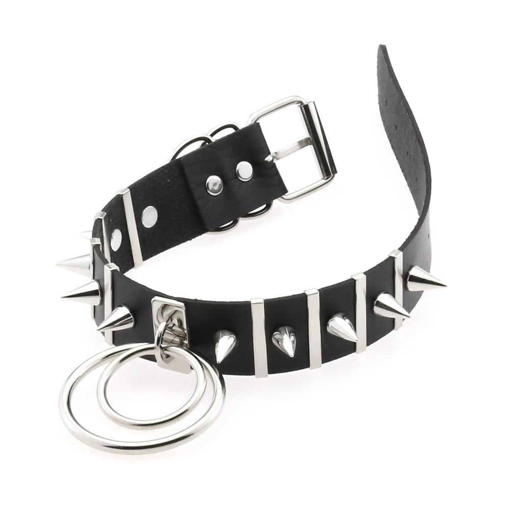 Big Spikes Choker Leather Coll - Women'S Emo Accessories 评论和价格
