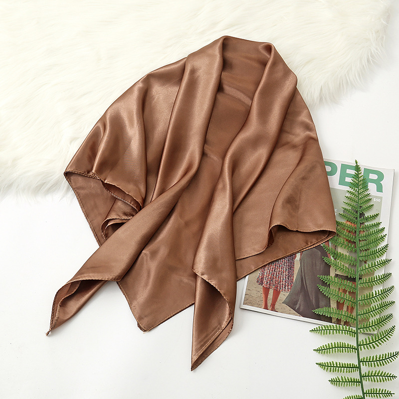 90cm Solid Colors Neckerchief  - Silk Scarf Square 评论和价格